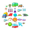 City navigation icons set, cartoon style Royalty Free Stock Photo