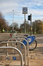 A city network of hire bikes, Nextbike is increasingly popular amongst the citizens of Glasgow, providing a cheap and fast way of Royalty Free Stock Photo