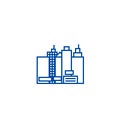 City,new town line icon concept. City,new town flat vector symbol, sign, outline illustration.