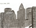 City new york hand drawn by kid, illustration