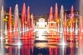 City of Nice cityscape and Fontaine Miroir d eau park evening view Royalty Free Stock Photo