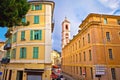 City of Nice colorful street architecture and church view