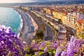 City of Nice Promenade des Anglais waterfront flower view, French riviera