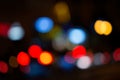 City by night, abstract background with out of focus lights