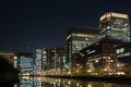 City night lighting from many building where office people still working in Chiyoda Area