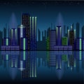 City at night, panoramic scene of downtown Royalty Free Stock Photo