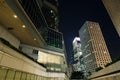 City night scene with business office skyscrapers in Hong Kong, Royalty Free Stock Photo