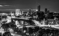 City night scene, remarkable view of lights and river