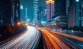 City Night Traffic Car Lights Lines Motion Trails Royalty Free Stock Photo