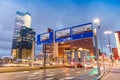 City night traffic on Erasmus Bridge, Rotterdam Royalty Free Stock Photo