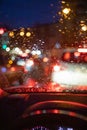 city night traffic rainy weather