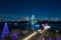 City night view of Odaiba, Tokyo , Rainbow bridge landmark Twilight scene,Japan. Royalty Free Stock Photo