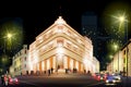 City nightlife of busy street