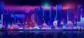 City nightlife cartoon vector urban background Royalty Free Stock Photo