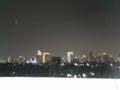 City nightscape from train station building