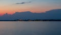 City Novigrad at night, sunset with sea and cloud sky. Long esposure, Croatia, Istria