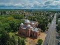 City of Oboyan, Kursk region, aerial view of Alexander Nevsky Church