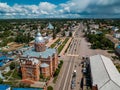 City of Oboyan, Kursk region, aerial view of Trinity Cathedral