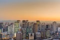 City office building downtown with sunset tone background Royalty Free Stock Photo