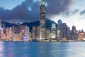 City office building light Hong Kong business downtown seafront night view Royalty Free Stock Photo