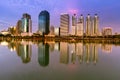 City office building with reflection with twilight sky Royalty Free Stock Photo