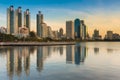 City office building with water reflection in public park Royalty Free Stock Photo