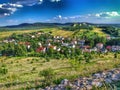 Panorama of the city of Olsztyn seen from castle hill on trail of Eagles` nests. Royalty Free Stock Photo