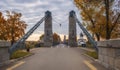 City Ostrov with famous ancient chain bridges and the Temple on the island