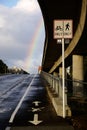 City: overpass and bike path with rainbow Royalty Free Stock Photo