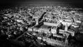 City of Oxford and Christ Church University - aerial view in black and white Royalty Free Stock Photo