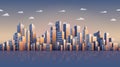 City panorama. Abstract horizontal background cityscape. Panorama, header for web. Buildings of business district