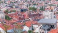 City panorama with cable car moving up and down from Sarajevo station to mountains, Bosnia And Herzegovina Royalty Free Stock Photo