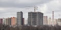 City panorama. Construction of a new residential village with modern high-rise buildings. Beautiful multi-storey modern residentia