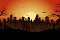 City panorama halloween sunset. Generate Ai Royalty Free Stock Photo