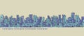 City panorama, hand drawn cityscape, drawing architecture illustration