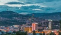 City panorama from Old Jewish cemetery day to night timelapse in Sarajevo Royalty Free Stock Photo