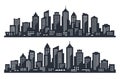 City panorama. Illustration urban landscape with skyline city office buildings. Outline cityscape. Horizontal panorama