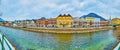 City panorama from the river, Bad Ischl, Salzkammergut, Austria