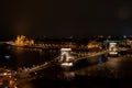 City panorama - skyline of Budapest. foreground Chain Bridge background Parliament Royalty Free Stock Photo