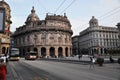 City panorama of the streets of Rome. Beautiful semicircular house