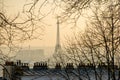 City of Paris view with the Eiffel Tower and Parisian rooftops Royalty Free Stock Photo