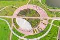 City park circle garden top aerial view