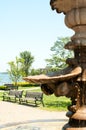 City park with fountain and benches