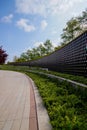 City park Krasnodar. Concrete path in the park. Urban environment