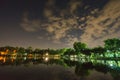 City park in the night with a resting place. The landscape of th
