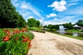 City park of Papenburg in summer, East Frisia