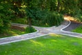 City park with paved path under construction