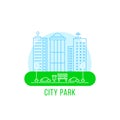 City park with thin line landscape Royalty Free Stock Photo