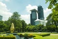 City park under blue sky