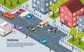 City Parking Isometric Poster